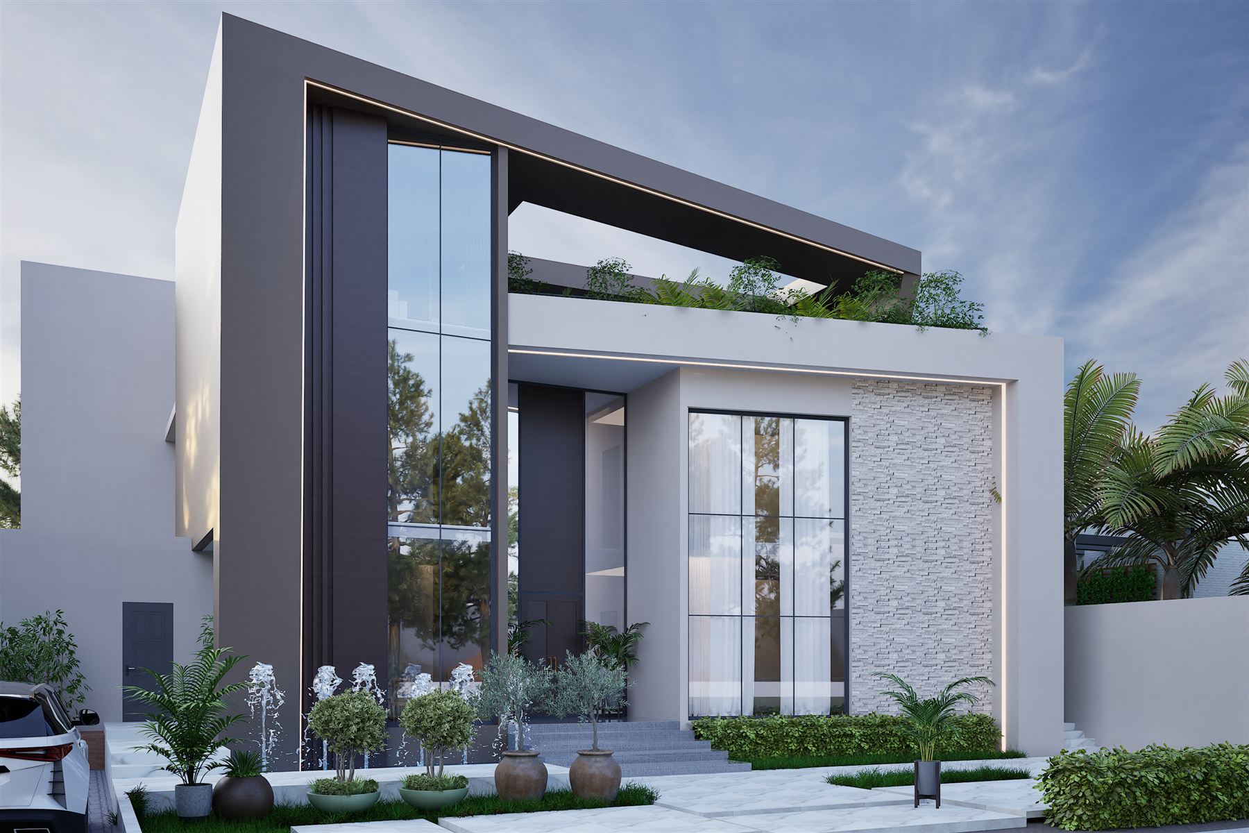 Rendu 3D d'une villa R+2 à Brazzaville