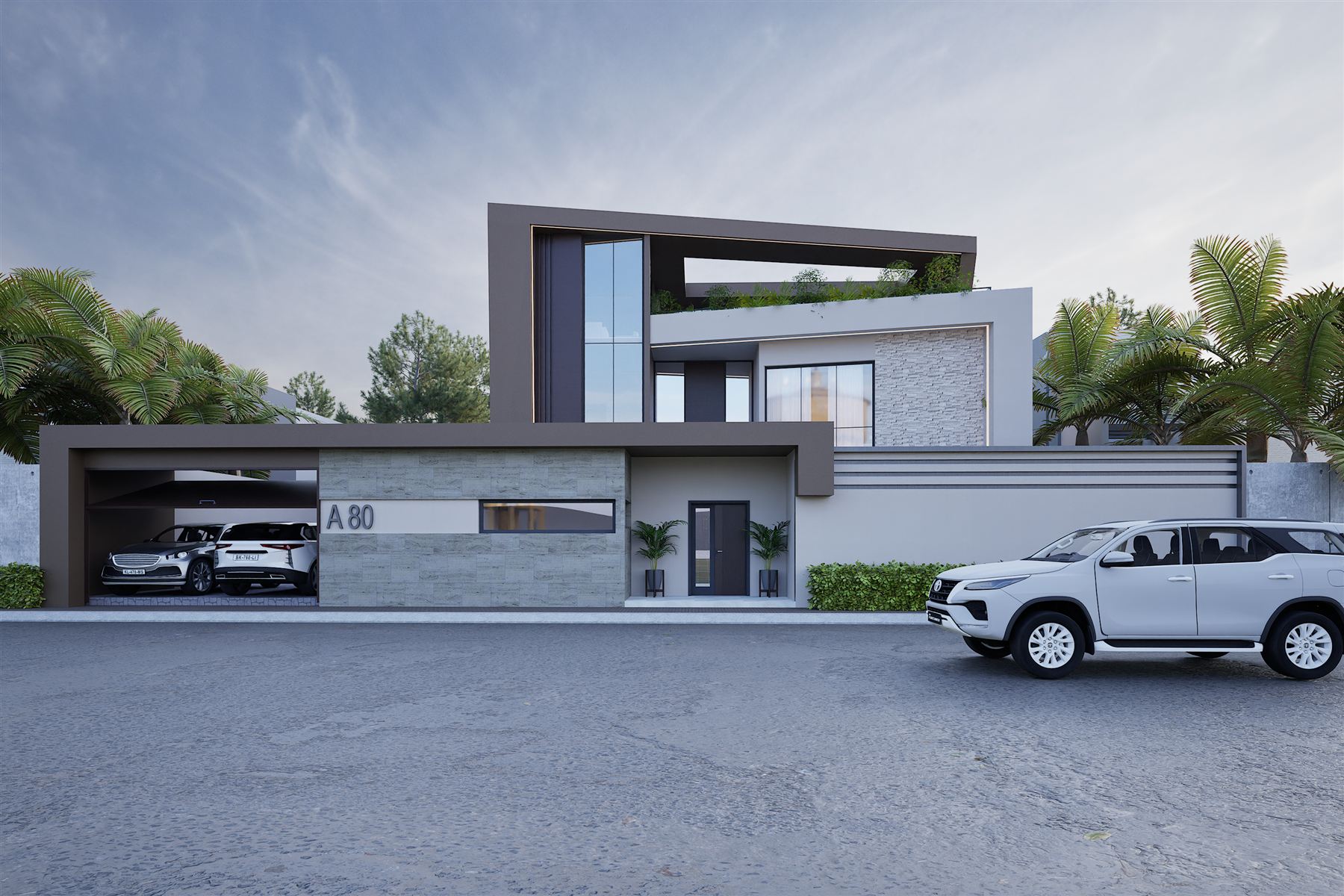 Rendu 3D d'une villa R+2 étudiée par BATIWATT